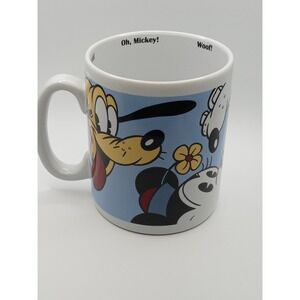 Disney Coffee Mug Mickey Minnie Pluto Donald Oversize Cup Blue Ceramic